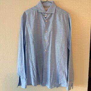 Brunello Cucinelli Men's Button Down Shirt Slim Fit Size M Blue